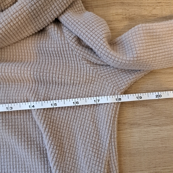 SOFT Surroundings Size M Tan Tunic Asymetrical Hem Cowl Neck Sweater  XS - Picture 7 of 8